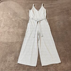 Monteau Los Angeles Women’s Small Jumpsuit Grey Blue Stripes Cotton/Spandex